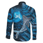 New Zealand Matariki Family Matching Off Shoulder Short Dress and Hawaiian Shirt Maori Koru With Humpback Whale Blue