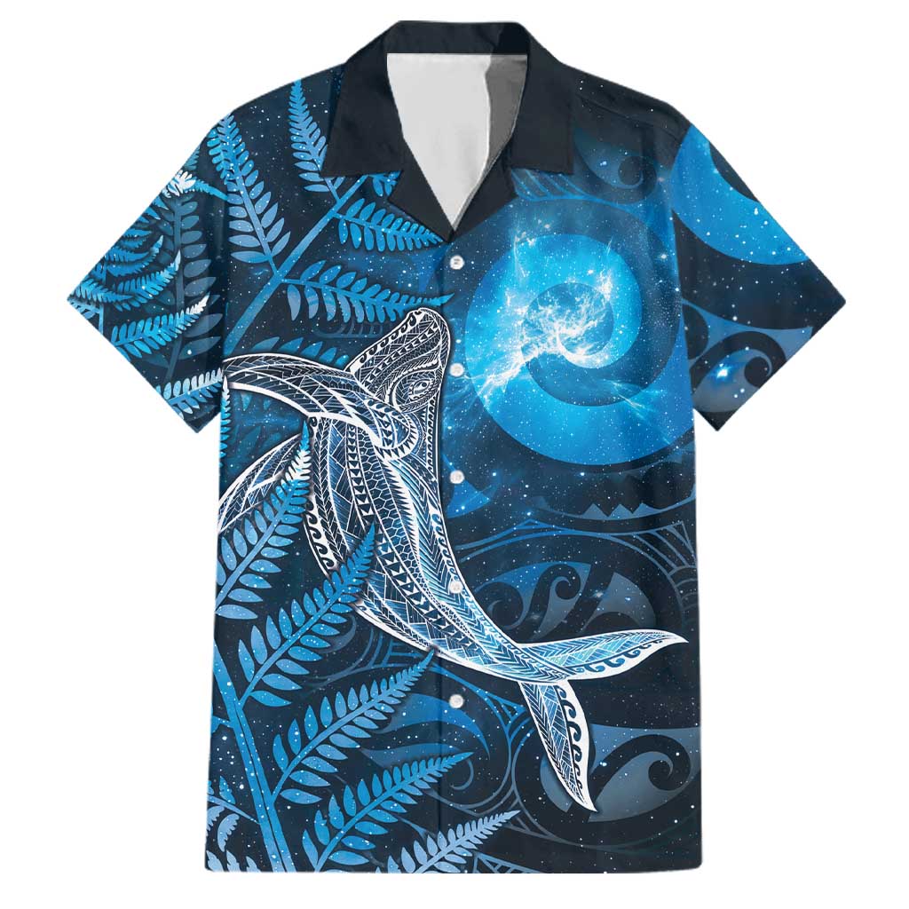 New Zealand Matariki Family Matching Puletasi and Hawaiian Shirt Maori Koru With Humpback Whale Blue