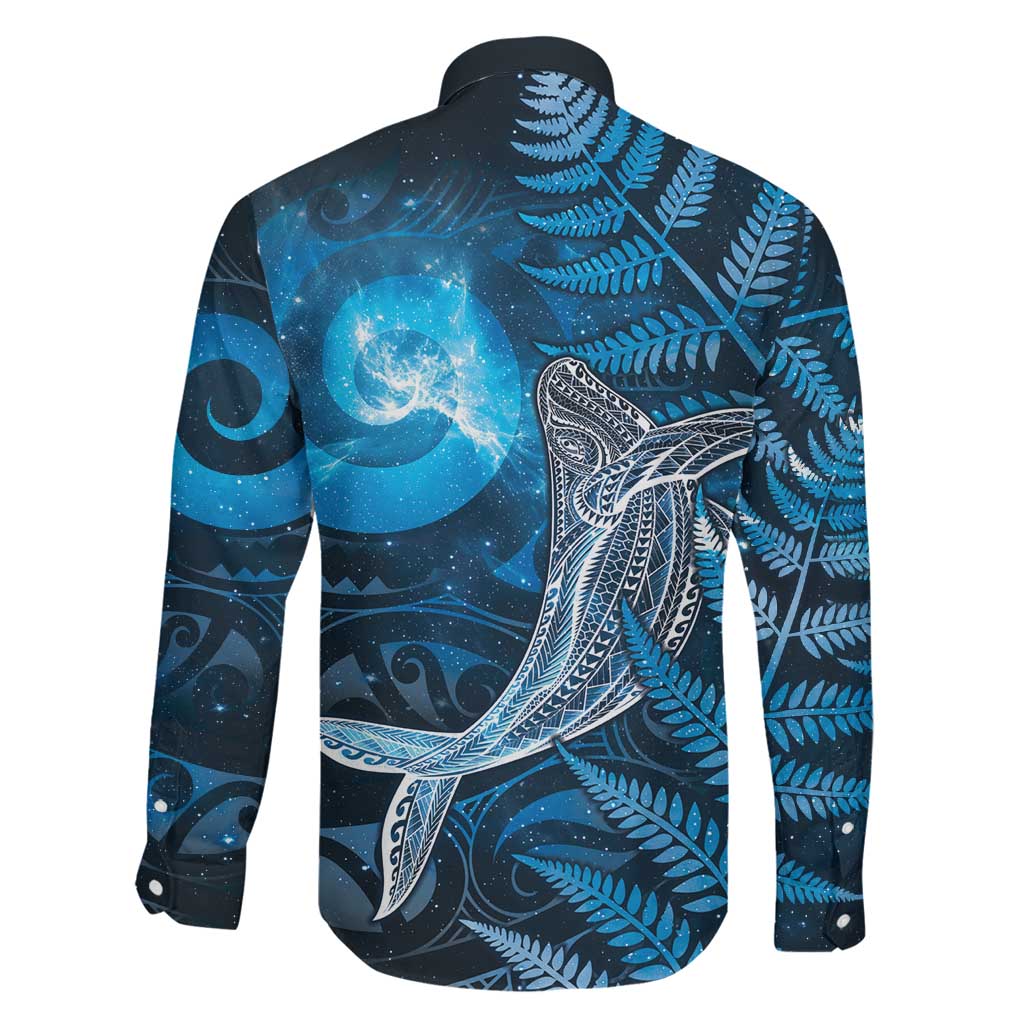 New Zealand Matariki Family Matching Puletasi and Hawaiian Shirt Maori Koru With Humpback Whale Blue