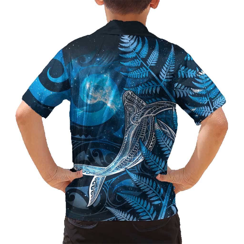 New Zealand Matariki Family Matching Tank Maxi Dress and Hawaiian Shirt Maori Koru With Humpback Whale Blue