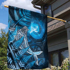 New Zealand Matariki Garden Flag Maori Koru With Humpback Whale Blue