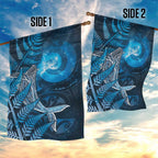 New Zealand Matariki Garden Flag Maori Koru With Humpback Whale Blue