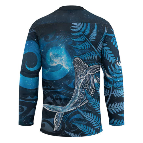 New Zealand Matariki Hockey Jersey Maori Koru With Humpback Whale Blue