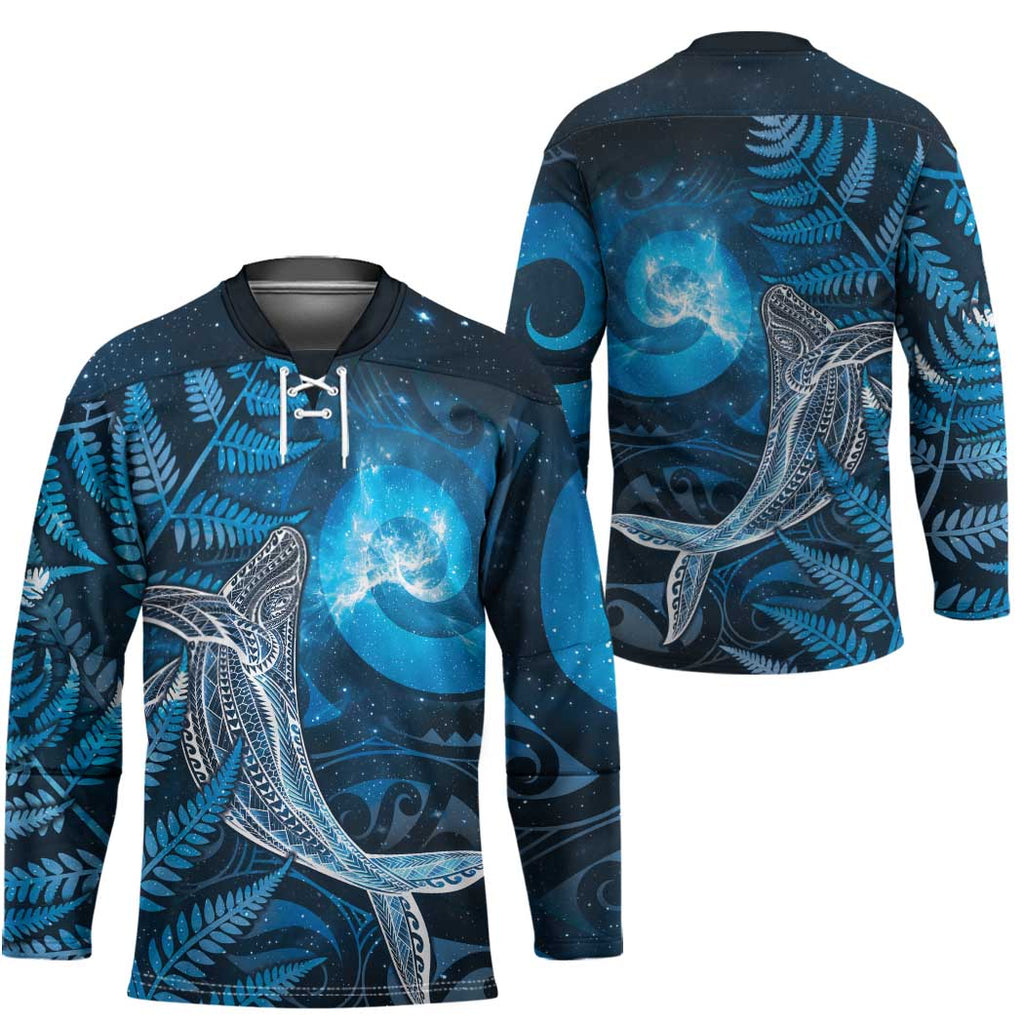 New Zealand Matariki Hockey Jersey Maori Koru With Humpback Whale Blue