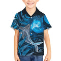 New Zealand Matariki Kid Hawaiian Shirt Maori Koru With Humpback Whale Blue