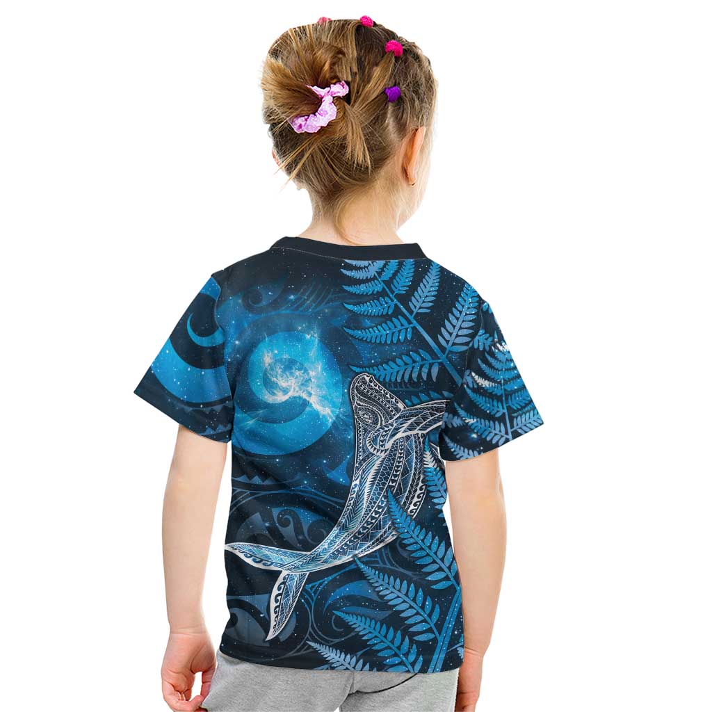 New Zealand Matariki Kid T Shirt Maori Koru With Humpback Whale Blue