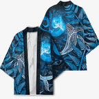 New Zealand Matariki Kimono Maori Koru With Humpback Whale Blue