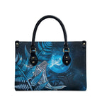 New Zealand Matariki Leather Bag Maori Koru With Humpback Whale Blue