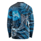 New Zealand Matariki Long Sleeve Shirt Maori Koru With Humpback Whale Blue