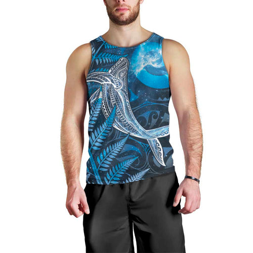 New Zealand Matariki Men Tank Top Maori Koru With Humpback Whale Blue