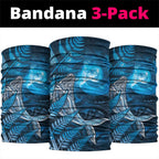 New Zealand Matariki Neck Gaiter Maori Koru With Humpback Whale Blue