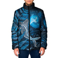 New Zealand Matariki Padded Jacket Maori Koru With Humpback Whale Blue