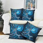 New Zealand Matariki Pillow Cover Maori Koru With Humpback Whale Blue