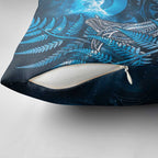 New Zealand Matariki Pillow Cover Maori Koru With Humpback Whale Blue