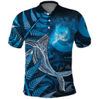 New Zealand Matariki Polo Shirt Maori Koru With Humpback Whale Blue