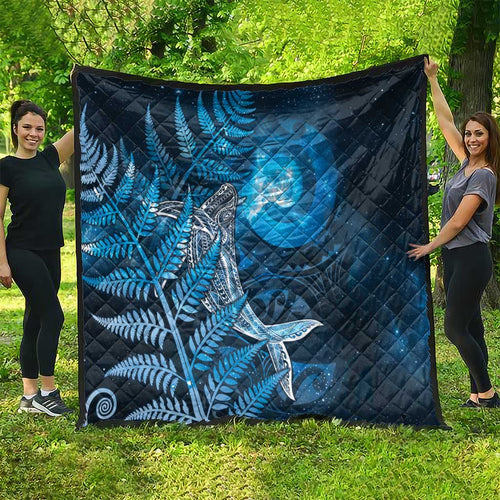 New Zealand Matariki Quilt Maori Koru With Humpback Whale Blue