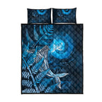 New Zealand Matariki Quilt Bed Set Maori Koru With Humpback Whale Blue