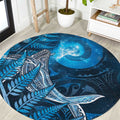 New Zealand Matariki Round Carpet Maori Koru With Humpback Whale Blue