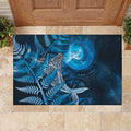 New Zealand Matariki Rubber Doormat Maori Koru With Humpback Whale Blue