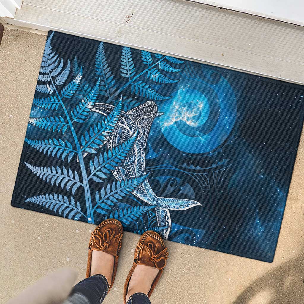 New Zealand Matariki Rubber Doormat Maori Koru With Humpback Whale Blue
