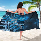 New Zealand Matariki Sarong Maori Koru With Humpback Whale Blue