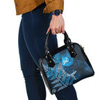New Zealand Matariki Shoulder Handbag Maori Koru With Humpback Whale Blue