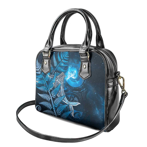 New Zealand Matariki Shoulder Handbag Maori Koru With Humpback Whale Blue