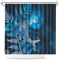 New Zealand Matariki Shower Curtain Maori Koru With Humpback Whale Blue