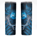 New Zealand Matariki Skinny Tumbler Maori Koru With Humpback Whale Blue