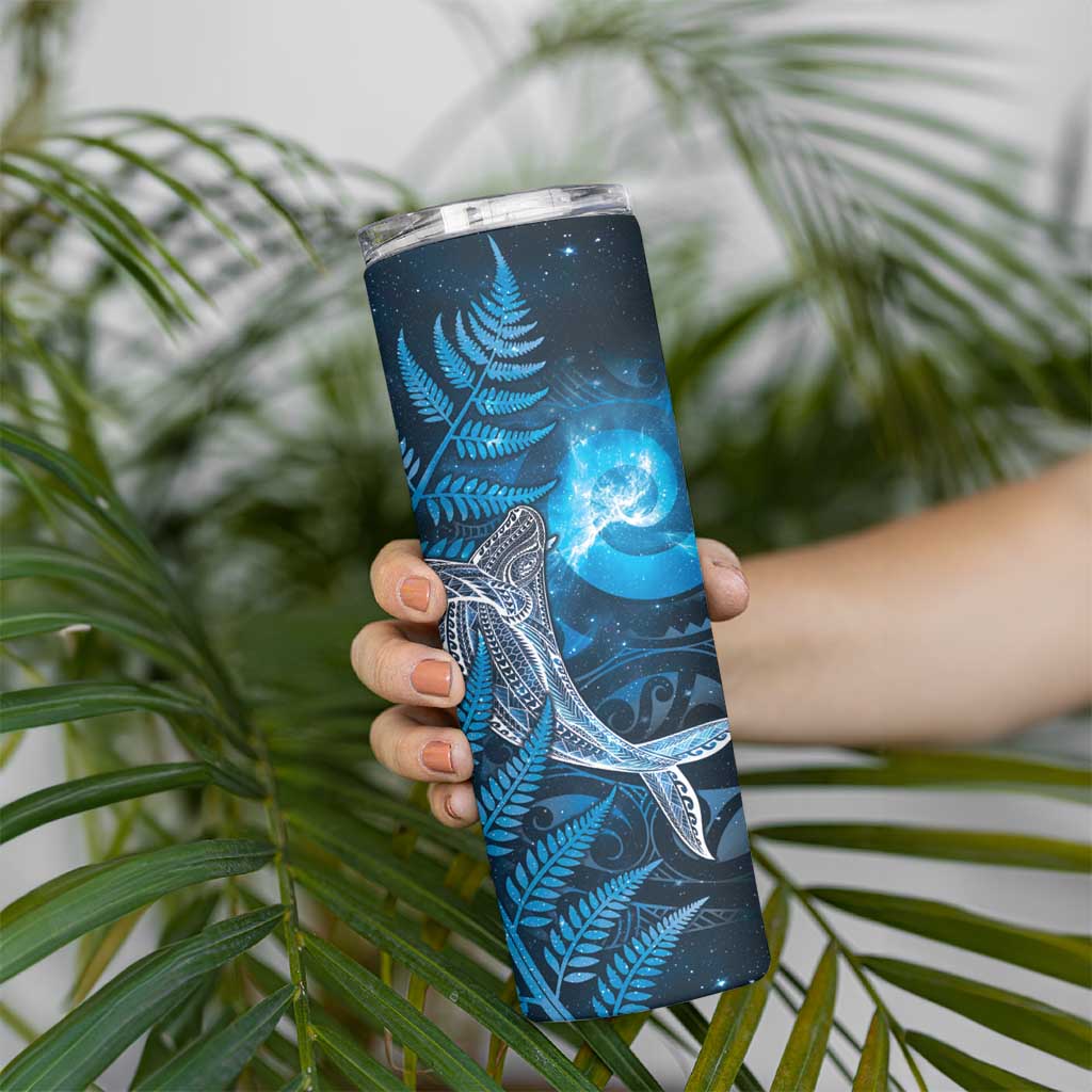 New Zealand Matariki Skinny Tumbler Maori Koru With Humpback Whale Blue