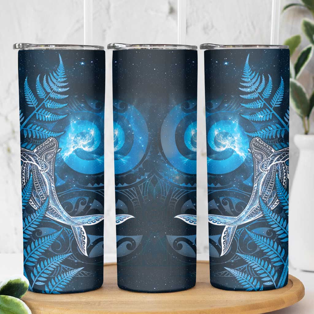 New Zealand Matariki Skinny Tumbler Maori Koru With Humpback Whale Blue