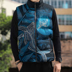 New Zealand Matariki Sleeveless Puffer Jacket Maori Koru With Humpback Whale Blue