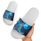 New Zealand Matariki Slide Sandals Maori Koru With Humpback Whale Blue