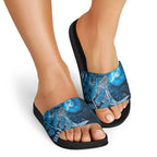 New Zealand Matariki Slide Sandals Maori Koru With Humpback Whale Blue