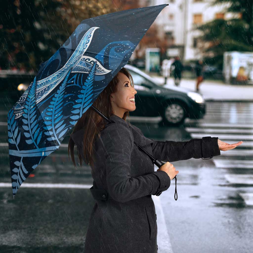 New Zealand Matariki Umbrella Maori Koru With Humpback Whale Blue