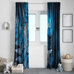 New Zealand Matariki Window Curtain Maori Koru With Humpback Whale Blue