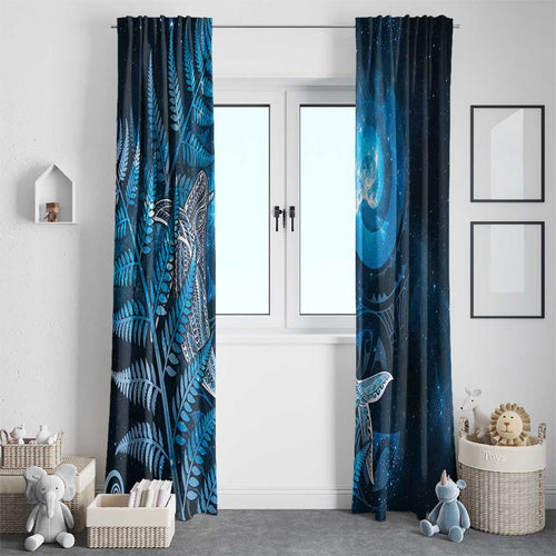 New Zealand Matariki Window Curtain Maori Koru With Humpback Whale Blue