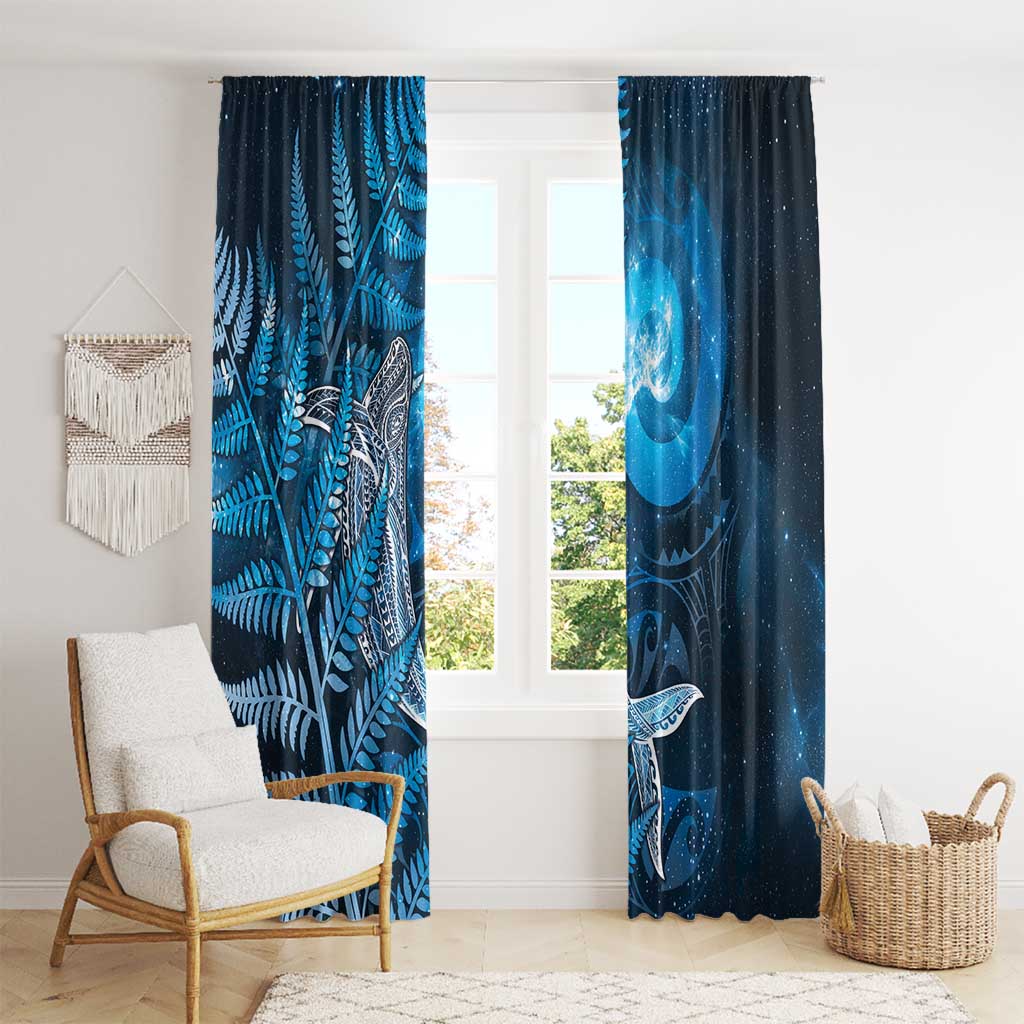 New Zealand Matariki Window Curtain Maori Koru With Humpback Whale Blue