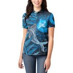 New Zealand Matariki Women Polo Shirt Maori Koru With Humpback Whale Blue