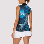 New Zealand Matariki Women Sleeveless Polo Shirt Maori Koru With Humpback Whale Blue