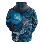 New Zealand Matariki Zip Hoodie Maori Koru With Humpback Whale Blue