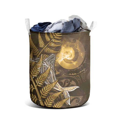 New Zealand Matariki Laundry Basket Maori Koru With Humpback Whale Gold