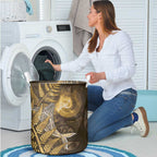 New Zealand Matariki Laundry Basket Maori Koru With Humpback Whale Gold