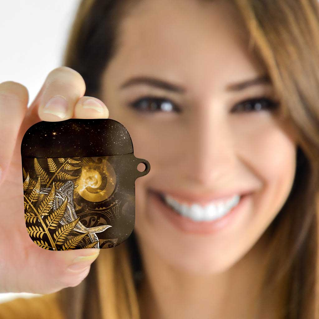 New Zealand Matariki AirPods Case Maori Koru With Humpback Whale Gold