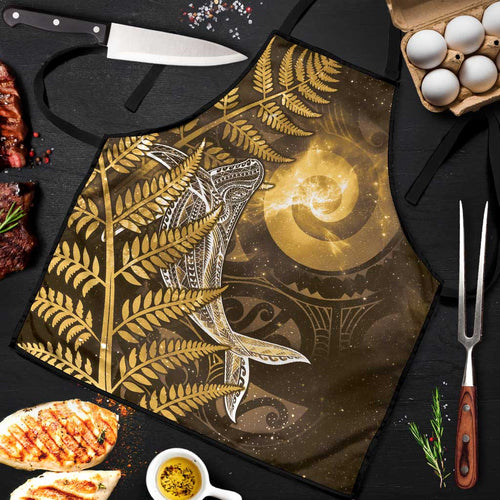 New Zealand Matariki Apron Maori Koru With Humpback Whale Gold