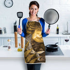 New Zealand Matariki Apron Maori Koru With Humpback Whale Gold