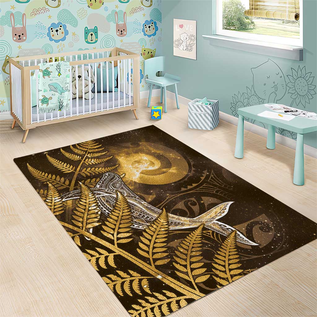 New Zealand Matariki Area Rug Maori Koru With Humpback Whale Gold