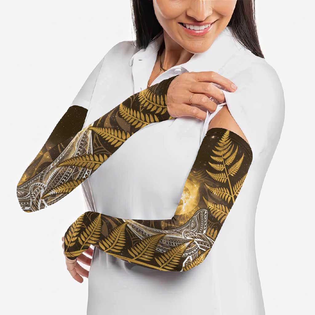 New Zealand Matariki Arm Sleeves Maori Koru With Humpback Whale Gold