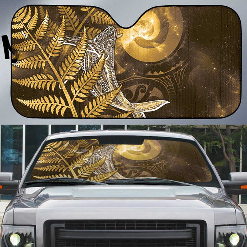 New Zealand Matariki Auto Sun Shade Maori Koru With Humpback Whale Gold
