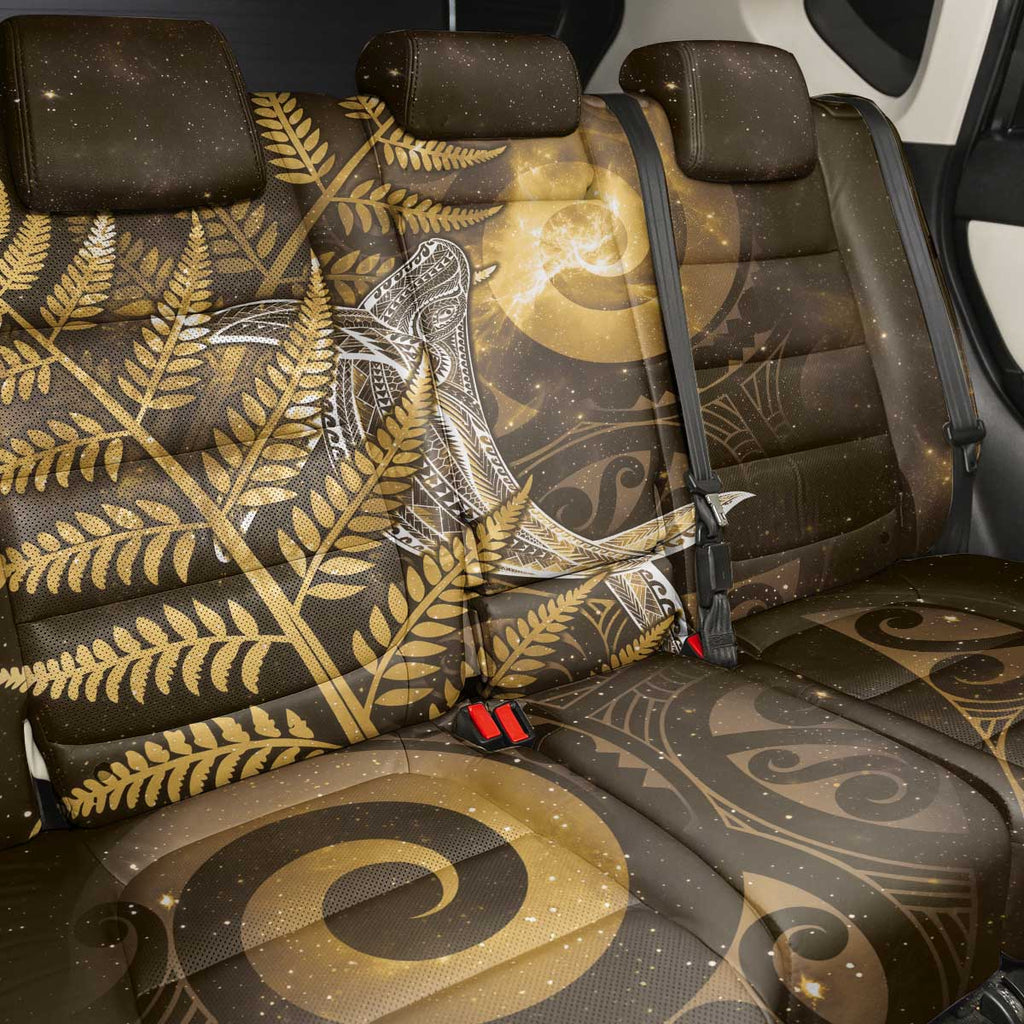 New Zealand Matariki Back Car Seat Cover Maori Koru With Humpback Whale Gold